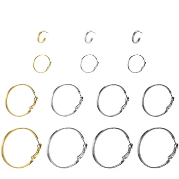 Neoglory Šperky Hladké Veľký Kruh Náušnice Pre Ženy, 4 farby 4 veľkosti 2 mm Veľké Obvodové Náušnice Veľkoobchod Kvalitný Darček