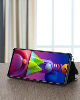 Flip puzdro Pre Samsung Galaxy M51 2020 Strane Smart Zobrazenie Okna Kožené puzdro pre Samsung Galaxy M51 GalaxyM51 Telefón Tašky