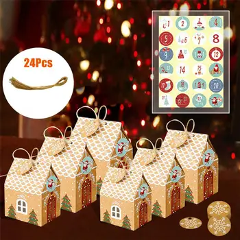 24Pcs Vianočný Dom Balenie Box Candy Darčekové Tašky S Lanami Vianočný Strom Cookie Tašky Narodeniny, Svadobné Party Láskavosti Dopravcu