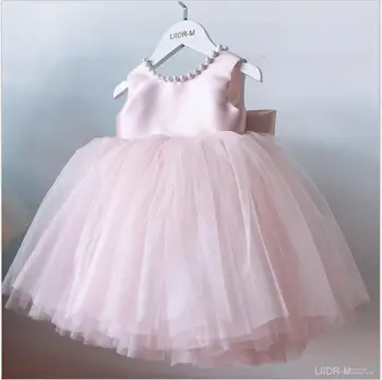 Letné Baby Krst Ružové Šaty Pre Dievčatká Čipky Princezná Šaty 1. Rok Narodeniny Šaty Dieťa Party Šaty, Oblečenie Novorodenca