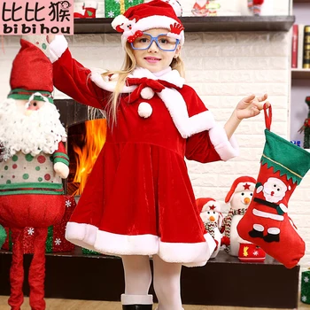 Red hat s darček Vianočné Šaty dievčatá Nový rok cosplay Kostým Detský šaty pre dievčatá Princezná Vianočné Šaty, kostým Party