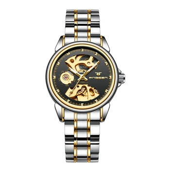 FNGEEN Značky Luxusné Ženy Hodinky Automatické Mechanické Hodinky Dámy Oceľového Skeletu so Starožitnosťami Ženské Šaty Náramkové hodinky reloj mujer