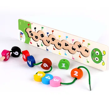 Drevené Rainbow Digitálne Caterpillar Korálky rannom Detstve, Rodič-Dieťa, Interaktívne Hračky, detské Náučné Hračky