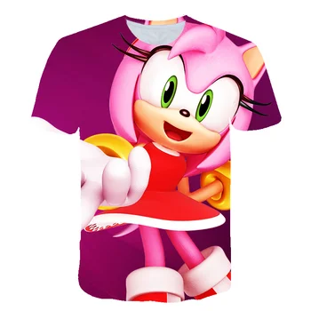 2020 Najnovšie 3D animovaný T Shirt Deti Oblečenie Letné Krátke Vytlačený Zelený Sonic The Hedgehog t-Shirt Chlapcov Streetwear Deti Topy
