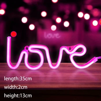 LED Batérie, Neónové Láska Tvar Písmena Nočné Svetlo Prihlásiť Lampa Dvojitým Pohonom Nočného pre Valentines Day Narodeninovej oslavy Svadby LED