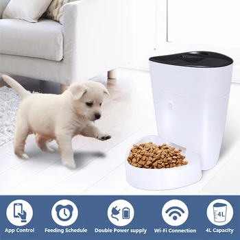 WiFi/Tlačidlo Verzia 4L Automatické Pet Feeder USB Batéria Načasovanie Smart Mačka, Pes Suché Potraviny Dávkovač Misy Diaľkové Ovládanie APLIKÁCIE