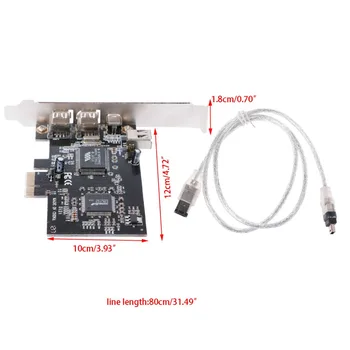 1 Nastavte PCI-e 1X IEEE 1394A 4 Port(3+1) Firewire Kartu Adaptér S 6 Pin Na 4 Pin IEEE 1394 Kábel Pre Stolné PC, Vysoká Kvalita