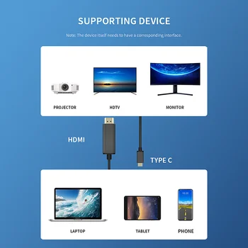 USB typu c, HDMI kábel 4K 60Hz Thunderbolt3 Converter pre Macbook Huawei Mate 30 USB-C adaptér HDMI typu c, HDMI kábel