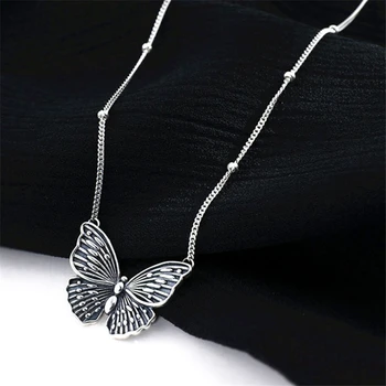 Drop Shipping Vintage Štýl Animal Butterfly Boho Chocker Náhrdelník Prívesok Pre Ženy Lady 925 Sterling Silver Retro Šperky 2020