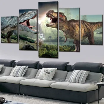 Plátno Tlačiť Filmový Plagát 5 Kus Jurský Svet 2 Dinosaurov Obrázky Moderné Nástenné Art Maľovanie Domov Dekoratívne Modulárny Rámec