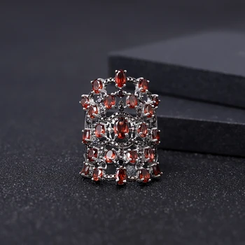 GEM BALET 8.37 Ct Prírodné Červený Granát Krúžky 925 Sterling Silver Luxusné Drahokam Krúžok Pre Ženy Výročie Jemné Šperky
