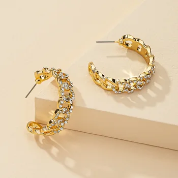 Nové Moduly Zlata Reťazca CC Kolo Zelené Kamene Minimalizmus Minimalistický Hoop Náušnice kórejský Módne Elegantné Ženy Strany Šperky Náušnice