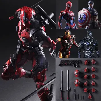 Marvel Movie Play Arts Super Hrdina o 27 CM Deadpool Batman Iron Man, Wolverine Čierna Vdova Záľuby Model Akčná Hračka Údaje