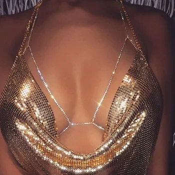 Ženy Sexy Crystal Flitrami Podprsenka Bikiny Telo Reťazca 2020 NOVÉ Pláži Postroj Náhrdelník Pás, Brucho, Telo Reťazca Módne Svadobné Šperky