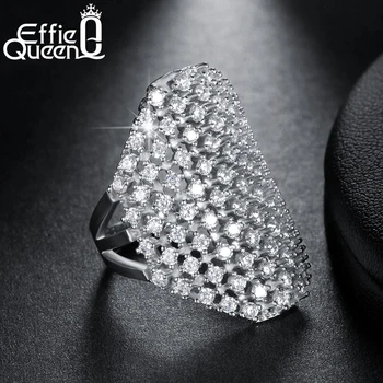 Effie Kráľovná Veľké Dizajn Strany Krúžok 82 Kusov Kubický Zirkón Spevnené Luxusné Prstene pre Ženy Prom Šperky ružové Zlato Strieborná Farba DR92