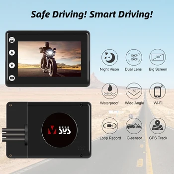 SYS VSYS M2F Upgrade Nepremokavé DVR pre Motocykel Dash Cam WiFi s 2 1080P SONY IMX307 Objektív Motorke Fotoaparát Záznamník