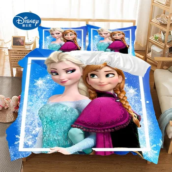 Dievčatá Disney Mrazené Elsa Anna posteľná bielizeň Nastaviť Dvojité Kráľovná King Size Perinu jeden Twin Deti posteľná bielizeň darčekové Sady