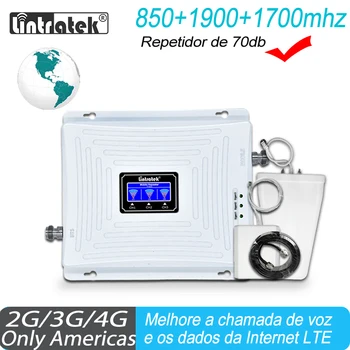 Opakovač signálu Lintratek 850 1900 1700 2G, 3G, 4G GSM Signálu Zosilňovač 850 CDMA 2100 KS 1700 AWS Booster Mobil Zosilňovač