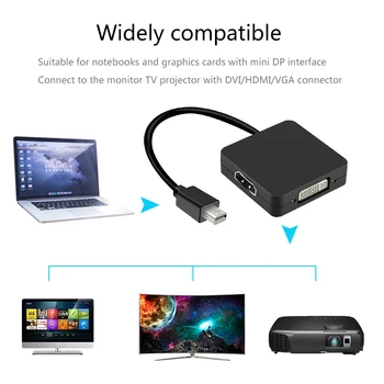 Vysoké Rozlíšenie 3 V 1 Mini DisplayPort-HDMI/DVI/VGA Displej Port, Kábel usb Adaptér pre PC Apple MacBook Projektor Samart TV