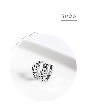 Grier Hoop Náušnice pre Ženy 925 Sterling Silver Minimalistický Smajlík Kruhu Earing pravého Striebra kórejský Módne dievča Šperky