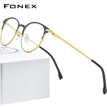 FONEX Zliatiny Okuliare Rám Ženy Vintage Kolo Predpis Retro Optické Okuliare Rámy Mužov kórejský Screwless Okuliare 988