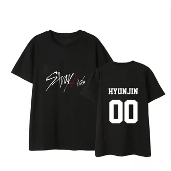 Straykids oblečenie kórejská verzia voľné študent pár letných nové čierne a biele túlavé deti-krátke rukávy T-shirt