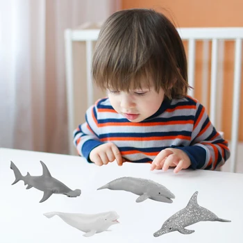 6 Dielna Sada detských Simulácia Morský Život Model Hračka Dolphin Diabla Ryby Beluga Shark Mini Kolekcie Ozdôb