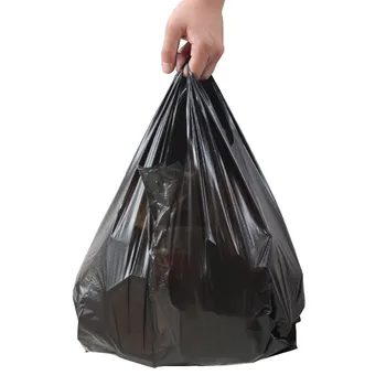 StoBag 500Gram/Pack Pribrala Čierna Vesta Plastového Vrecka Takeaway Nakupovanie Balenie Odpadky S Rukoväť, Taška Kuchyne, Obývacej Izby Čisté