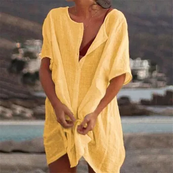 Ženské Pláži Blúzka Lete Tlačidlo Plavky, Tričká opaľovací Krém Bikini zakryť Topy блузка женская Blusas Mujer De Moda 2021