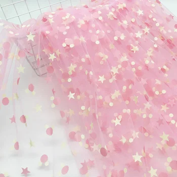 Šírka 150 CM Iskrivý Farebné Hviezdy Myši Oka Textílie pre detské Oblečenie Princezná Hostinu, Svadbu, Párty Šaty Domova