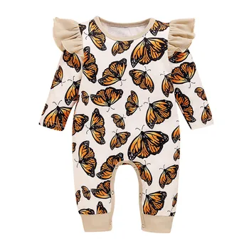 Novorodenca Oblečenie Baby Fille Novorodenca Dievčatá Dlhý Rukáv Prehrabať Motýľ Romper Jumpsuit Oblečenie, Oblečenie Pre Chlapčeka Oblečenie