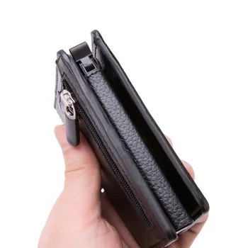 DIENQI 2020 Rfid Karty Držiteľ Mužov Trifold Peňaženky, Kožené Zips Peniaze Bag Black Male Kabelku Magic Peňaženka na Mince Vrecku Vallet