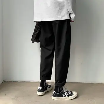 Nohavice Mužov Plus Veľkosť Vysoký Pás Tepláky Čierna Šedá Bežné Slim Všetkých Zápas Mens kórejský Štýl Moderný Streetwear Vrecko S-3XL