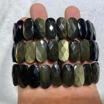Prírodné zlatý obsidián kameň korálky náramok z prírodného kameňa náramok DIY šperky pre ženy, pre bohatstvo veľkoobchod !