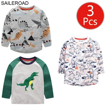 SAILEROAD 3ks Veľkoobchod Deti Košele Jeseň 2020 Girls Long Sleeve t-shirts Jednorožec Bavlna Deti Tenké vrchné oblečenie Košele