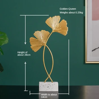 Nordic Light Luxusnom Štýle Kreatívnych Kovové Remesiel Ginkgo Leaf Ozdoby Domáce Dekorácie Obývacej Izby Vstup Víno Kabinet