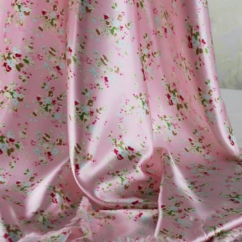 Vianočné Materiálu Ružovej Tilda Kvetinový Tlač Satin Textílie Pre Šatku