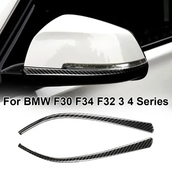 2 ks Auto vonkajšia Strana Zrkadlo Výbava Pruhy Real Black Carbon Fiber Výbava Pre BMW GT F30 F31 F32 F33 F34 F36 Black Carbon Fiber