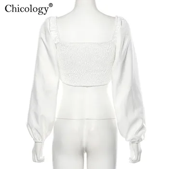 Chicology duté z čipky plodín top tričko dlhý rukáv lady t shirt 2019 jeseň zima ženy sexy tričko club party oblečenie