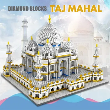 3950 Ks diamond Mini Bloky svetoznámej Architektúry Taj Mahal 3D Model Stavebné kamene, Tehly Vzdelávacie Hračky pre Deti, Darčeky