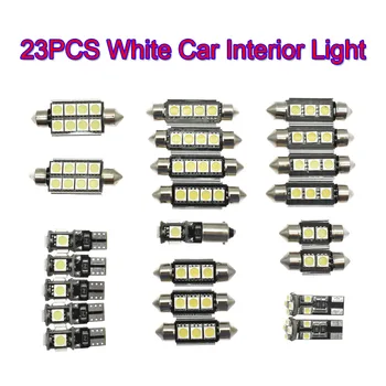 23PCS Auto Biela LED Lampa Dome Čítanie Svetlo vnútorné Svetlo Osvetlenie batožinového priestoru sada Pre BMW X5 E53 rokov 2000-2006