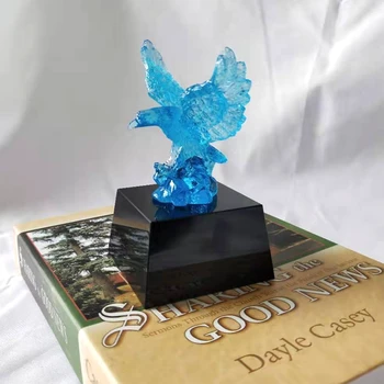 Nové 3D Ručné Modrý Orol Figúrky Miniatúry Tabuľka Dekoračné Sklo Zvierat Remesiel Domáce Dekorácie, Doplnky, Darčeky