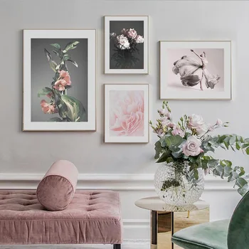 Moderný Ružový Kvetinová Dievča Pokoj Wall Art Obrazy Na Plátne Obrazy, Spálne, Galéria Plagáty Vytlačí Obývacia Izba Interiér Domova