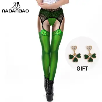 NADANBAO St Patrick ' s day Christmas Elf Legíny Ženy Carnaval Kostým Leggin Oblečenie Nohavice 3D Vytlačené Fitness Oblečenie