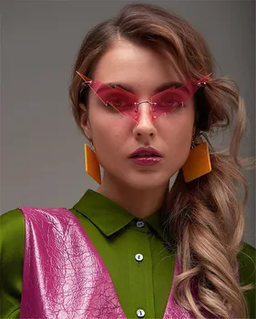 2020 Jedinečný Neon Zelená Lightning slnečné Okuliare Ženy, Mužov, Luxusné Značky bez obrúčok Cat Eye Slnečné Okuliare Cool Okuliare Odtiene UV400 oculos