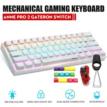 ANNE Pro2 Červená Modrá Hnedá Prepínač Gaming Keyboard Mini Prenosných Bezdrôtových bluetooth 60% Mechanické Klávesnice Odnímateľný Kábel