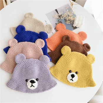 Doit 1 až 5 Rokov v Zime klobúk pre dieťa čiapky handmade Čiapočku Dieťa pletené čiapky, teplé Cartoon medveď deti, dievčatá čiapky