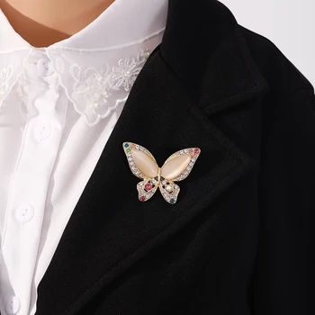Móda motýľ drahokamu brošňa hmyzu brošňa dámske svadobné hostiny, šperky, šperky, 2 farebné možnosti