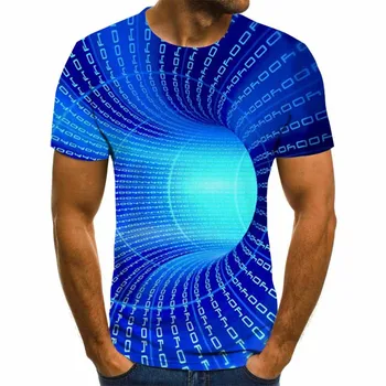 Trojrozmerný vír Mužov Tričko 3D Vytlačené v Lete O-Krku Každodenné Bežné Vtipné tričko
