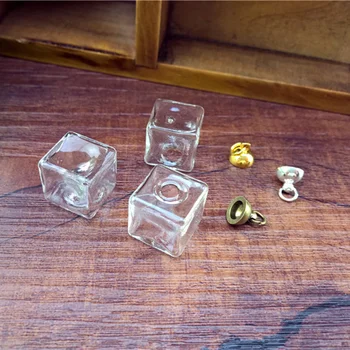 10sets15mm štvorcov Sklo Bublina Krúžok s spp prívesok set šperkov finidngs módne sklo svete ampulka prívesok urob si sám
